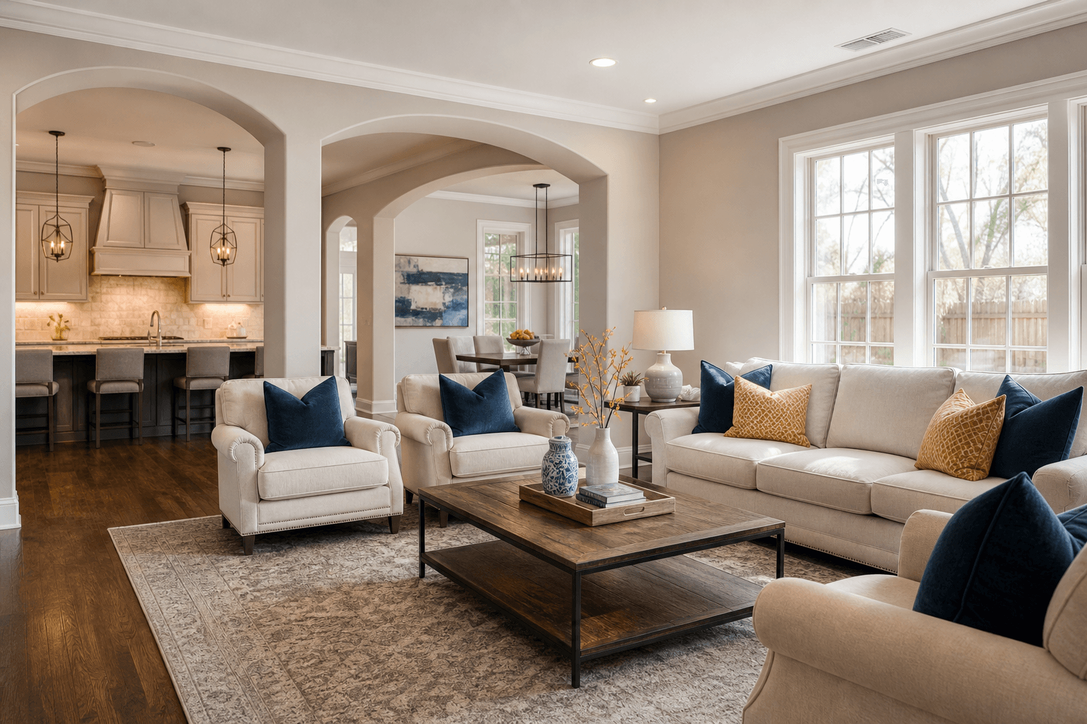 Bright, tidy Houston home living space after professional house cleaning